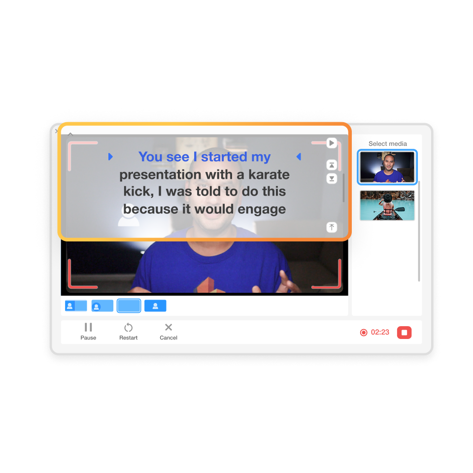 Record internal finance announcements using Visla’s multi-segment camera recorder and teleprompter.